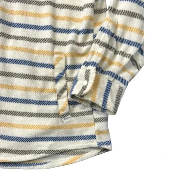 O'Neill Women's Polar Fleece Button Up Shirt Jacket Size XXL Yellow Blue Striped - Picture 13 of 13